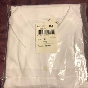 White Uniform Long Sleeve Shirt.  Size XL 14.